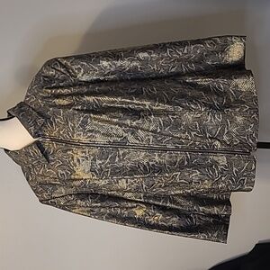 Kim Rogers Plus Womens Versatile Gold Blazer Metallic Shiny Gray Black Size 22W